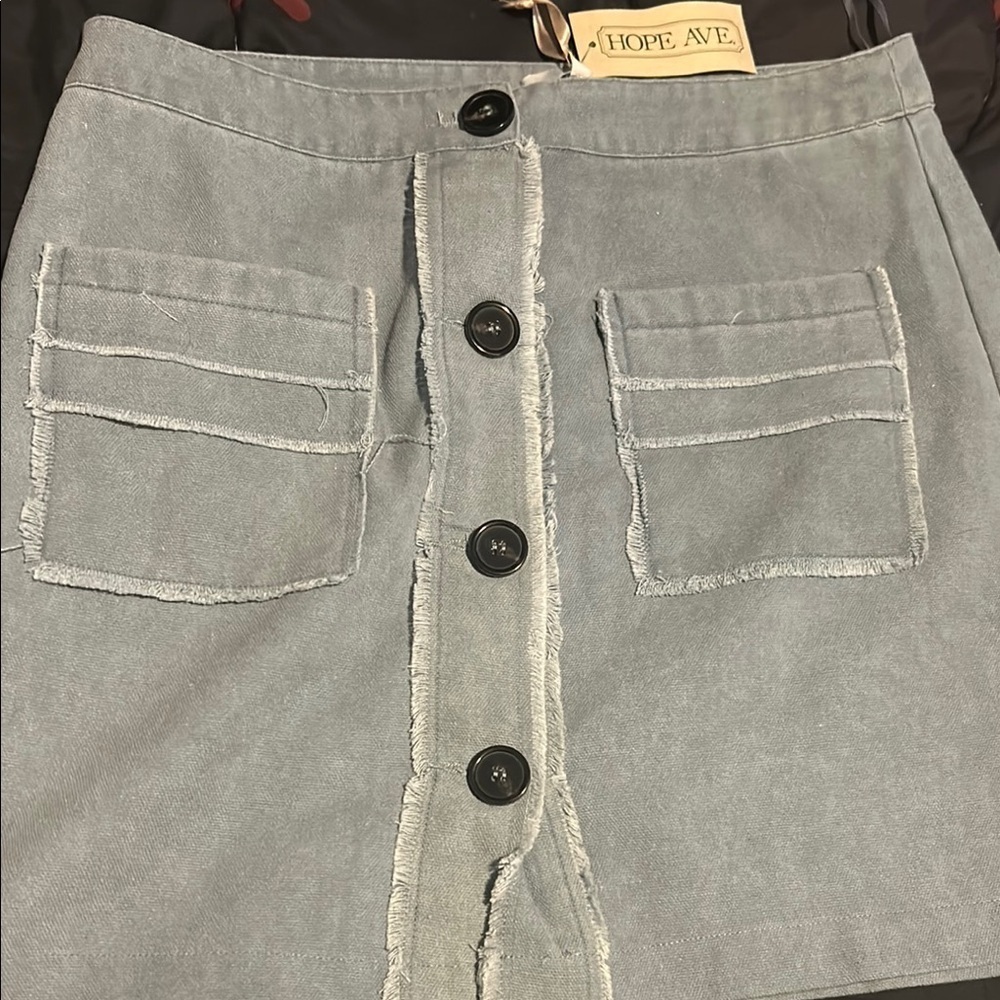 Honey Belle Blue A-Line Mini Skirt Casual - Picture 3 of 6